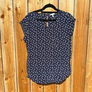 Never Worn JOIE Navy Floral Silk Top (L)
